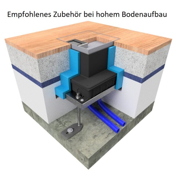 Produktbild UBD 212 252  -  Unterflur-Bodendose UBD 210 inkl. Deckel mit Kante, geschlossen, 25mm Vertiefung und 1 Bürstenauslass